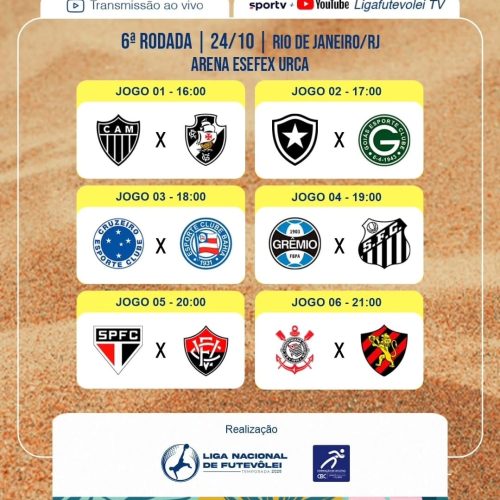6a RODADA DA LIGA NACIONAL DE FUTEVÔLEI